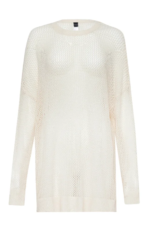 Women’s cover-up flowy perforated flair -CORI OVERSIZED TOP - LOVEFOOL - NATURAL