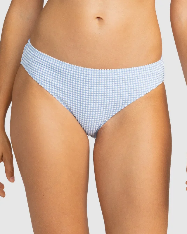 Women’s bikini bottoms low-rise linen flair -Womens Gingham Hipster Bikini Bottom