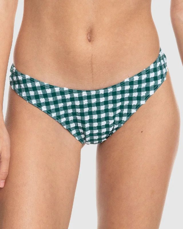 Women’s bikini bottoms textured linen chic -Womens The Plaid Pulse Cheeky Bikini Bottom