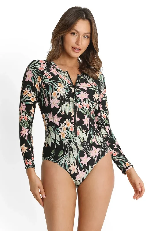 Women’s cover-up petite studded glow -Sunseeker Camellia Seasport One Piece Black