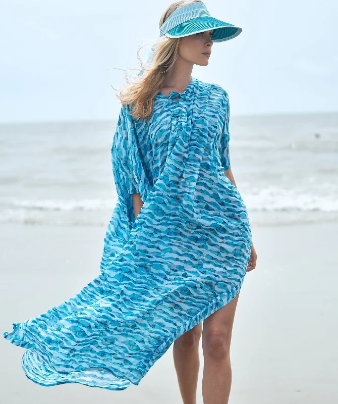 Women’s cover-up whimsical textured glow -Light Sky Blue Maxi Kaftan Cover-up