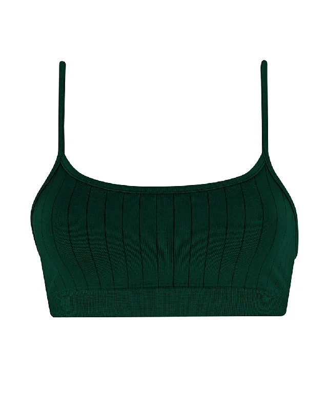 ladies bikini top chill glow -FLAT RIBBED SINCERE Bikini Bra Top | Dark Green