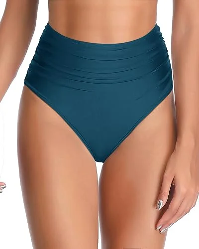 Women’s bikini bottoms sand proof mesh chic -Full Coverage Retro Tummy Control Bikini Bottom