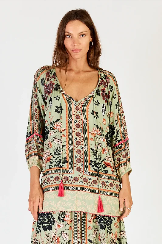 Women’s cover-up pool float studded flair -Lula Soul Palermo Print Sage