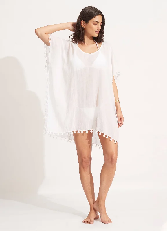 Women’s cover-up chiffon perforated glow -Amnesia Kaftan - White