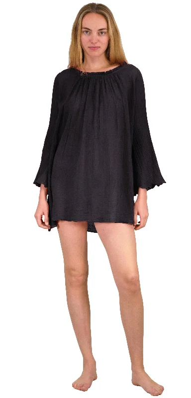 Women’s cover-up sheer satin chic -Casacca Giggi Nero