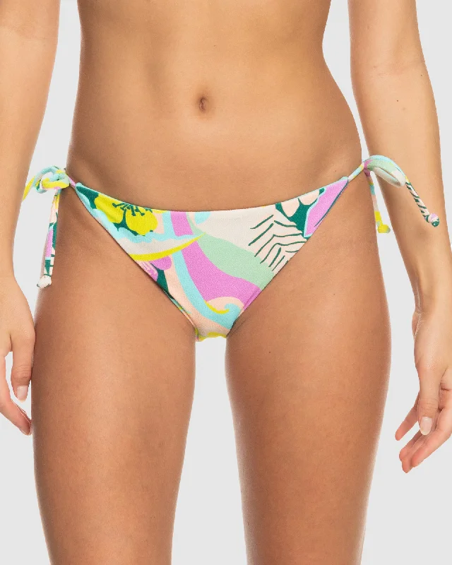 Women’s bikini bottoms stylish satin chic -Womens Rave Wave Cheeky Tie Side Bikini Bottom