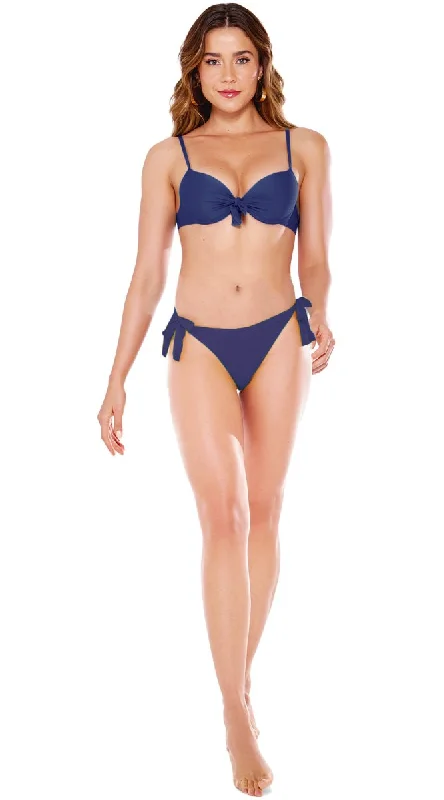 ladies bikini top light shine -Top Liso Underwired & Wide Tie Tanga Moderate (Navy)