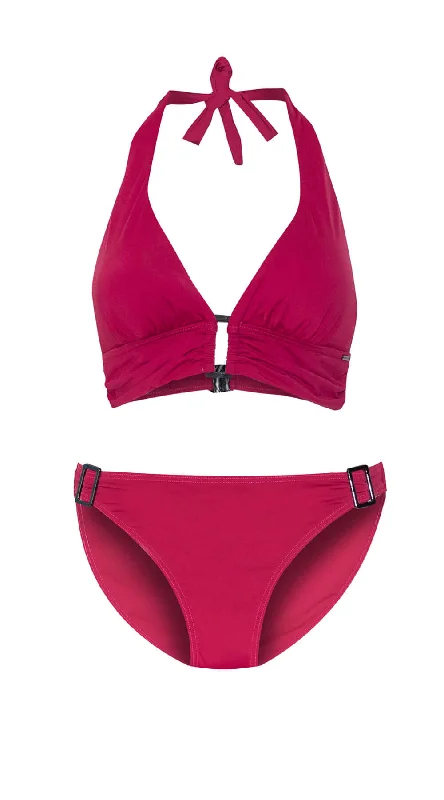 ladies bikini top heat dip -Contours Halter Trim Top & Trim Pant (Fuchsia)