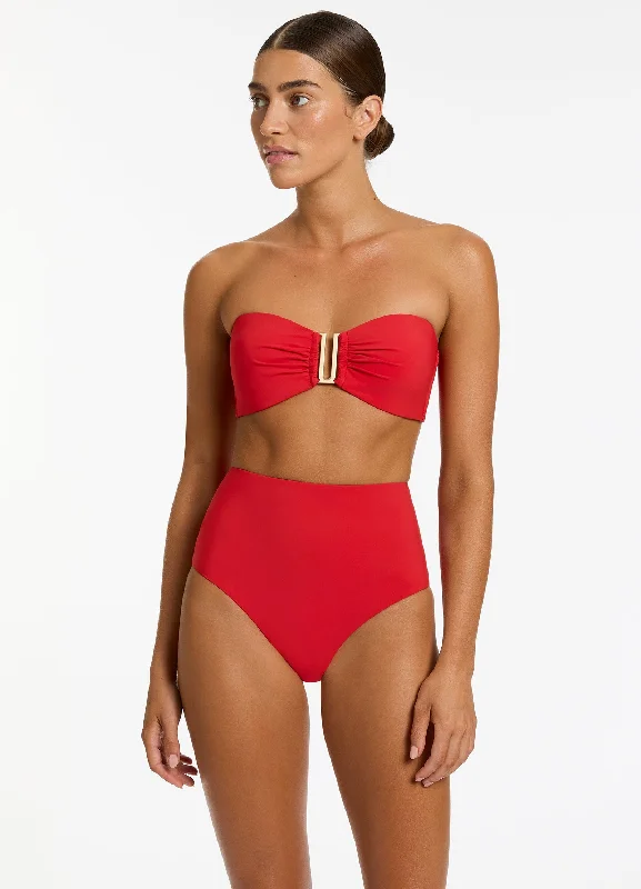 ladies bikini top snap clasp -Jetset Bandeau Bikini Top - Rosso