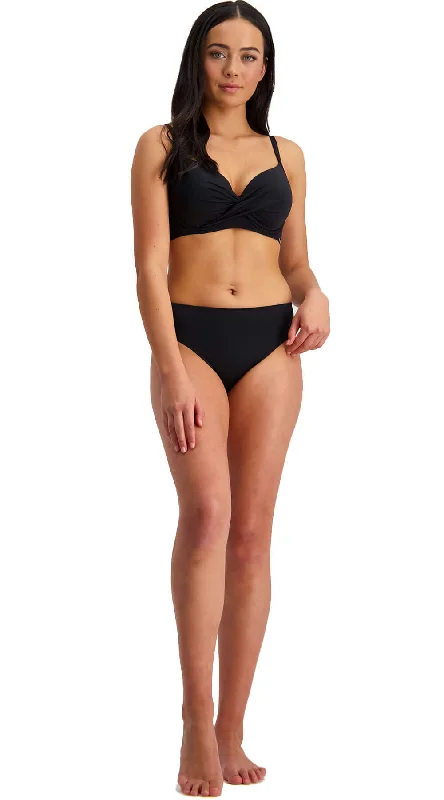 ladies bikini top short reach -Contours U/W Cross Front Top (D, DD, E & F) & Mid-Rise Pant (Black)