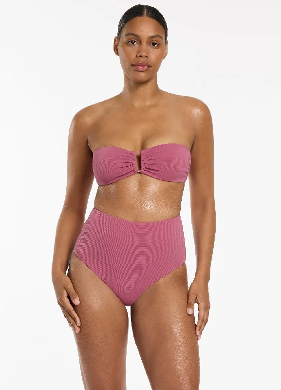 ladies bikini top cushy padding -Isla Rib U Trim Bandeau Bikini Top - Mauve