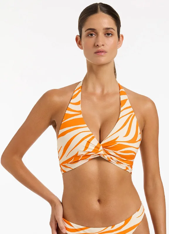 ladies bikini top gift pick -Fine Lines D-DD Twist Front Top - Papaya