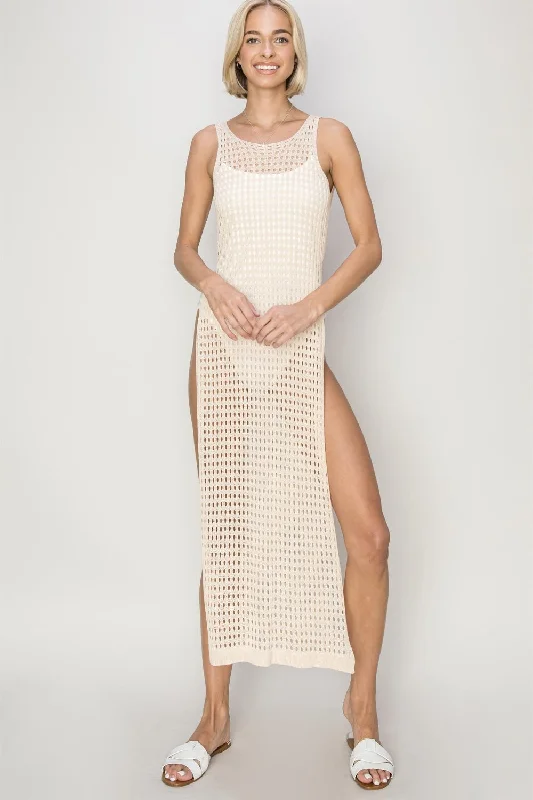 Women’s cover-up ribbed textured glow -HYFVE Crochet Backless Cover Up Dress