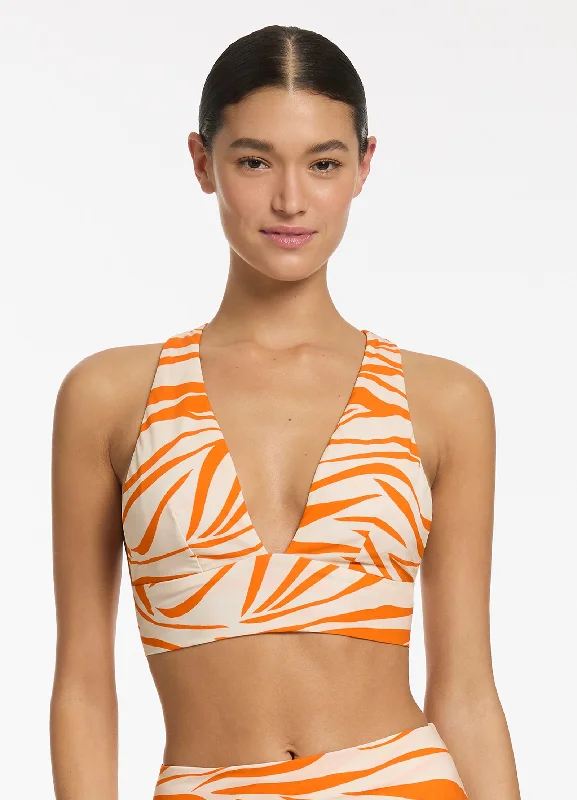 ladies bikini top duo set -Fine Lines Soft Triangle Bikini Top - Papaya