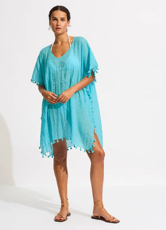 Women’s cover-up sandy studded flair -Amnesia Kaftan - Atoll Blue