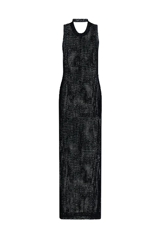 Women’s cover-up summer embossed glow -BILLIE MAXI DRESS - LOVEFOOL - BLACK