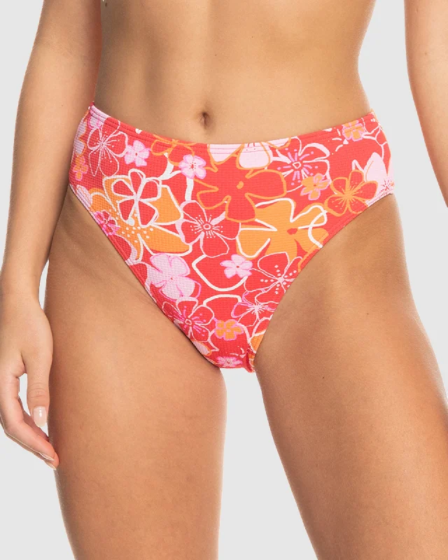 Women’s bikini bottoms fall linen glow -Womens Meadow Flowers Midwaist Mod Bikini Bottom