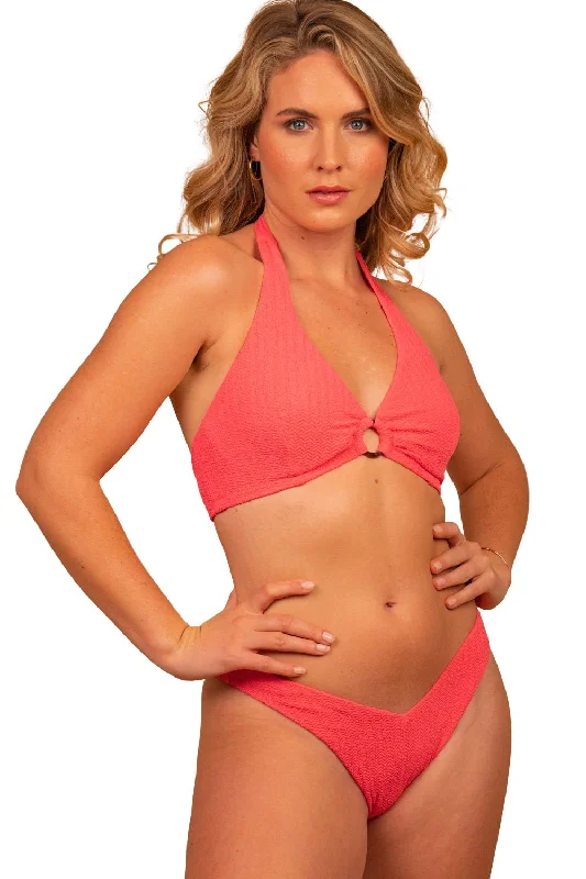 ladies bikini top slack fit -Quamora U/W Halter Ring Top (DD/E) & V Pant (Flamingo)