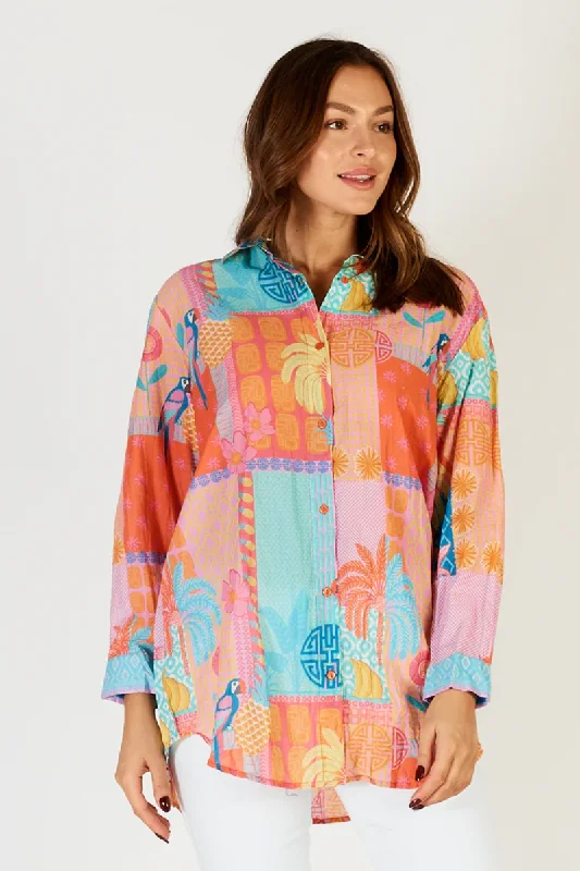 Women’s cover-up smooth satin flair -Luna Life Luna Beach Shirt Candy