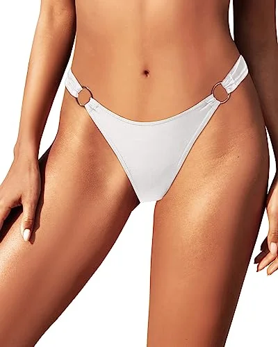 Women’s bikini bottoms sunrise perforated chic -High Cut Low Rise Swim Bottoms Cheeky Brazilian Cut Swim Bottom for Women