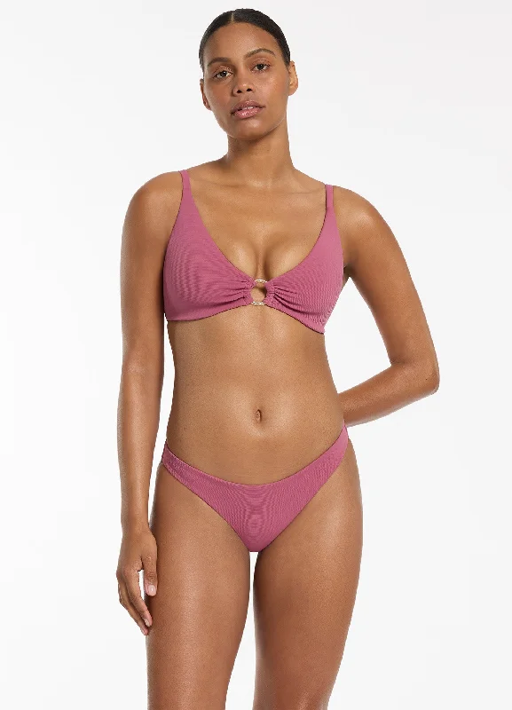 ladies bikini top tube design -Isla Rib C-D Triangle Bikini Top - Mauve