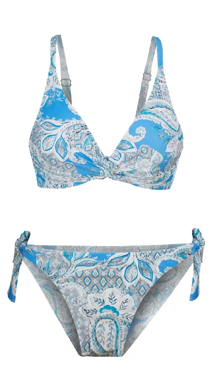 ladies bikini top sleek fit -Babylon D/DD Twist Top (Azure)