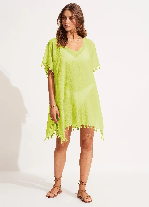 Women’s cover-up beach skirt mesh chic -Amnesia Kaftan - Celery