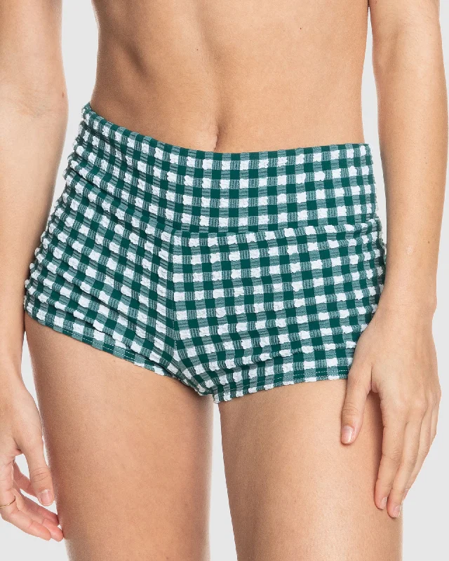 Women’s bikini bottoms summer textured chic -Womens The Plaid Pulse Boyleg Bikini Bottom