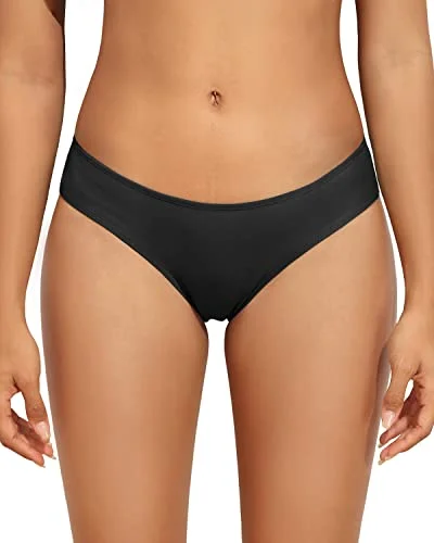 Women’s bikini bottoms shaping satin flair -Full Coverage Bathing Suit Bottom For Women-Black