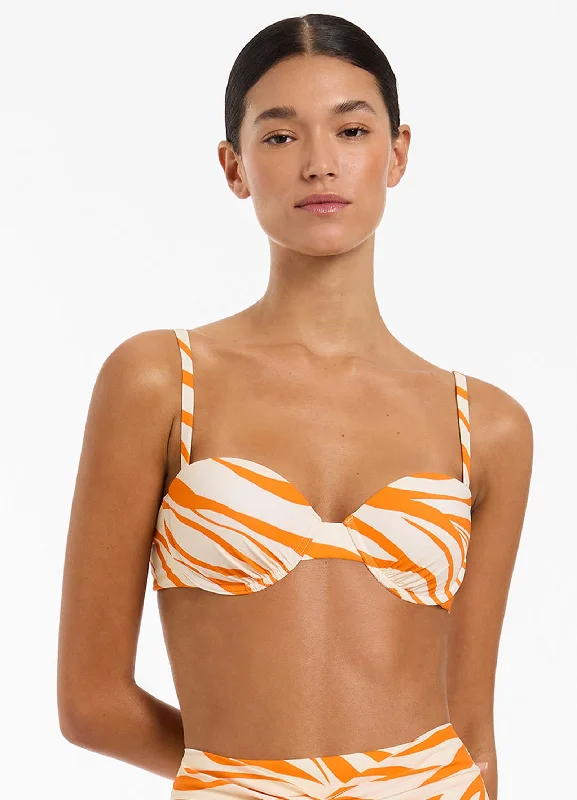 ladies bikini top love glow -Fine Lines Gathered Balconette Bikini Top - Papaya