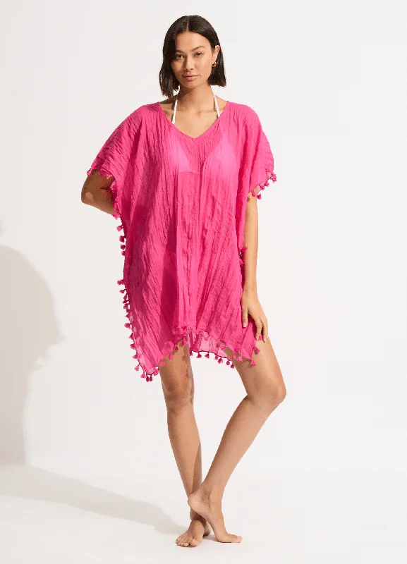 Women’s cover-up nautical mesh chic -Amnesia Kaftan - Fuchsia Rose