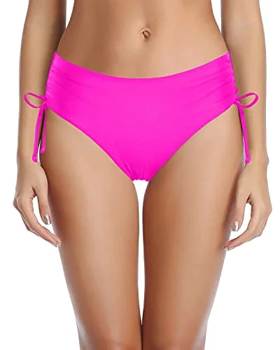 Women’s bikini bottoms paradise textured glow -Stylish Side Tie Bikini Bottom For Teen Girls-Neon Pink