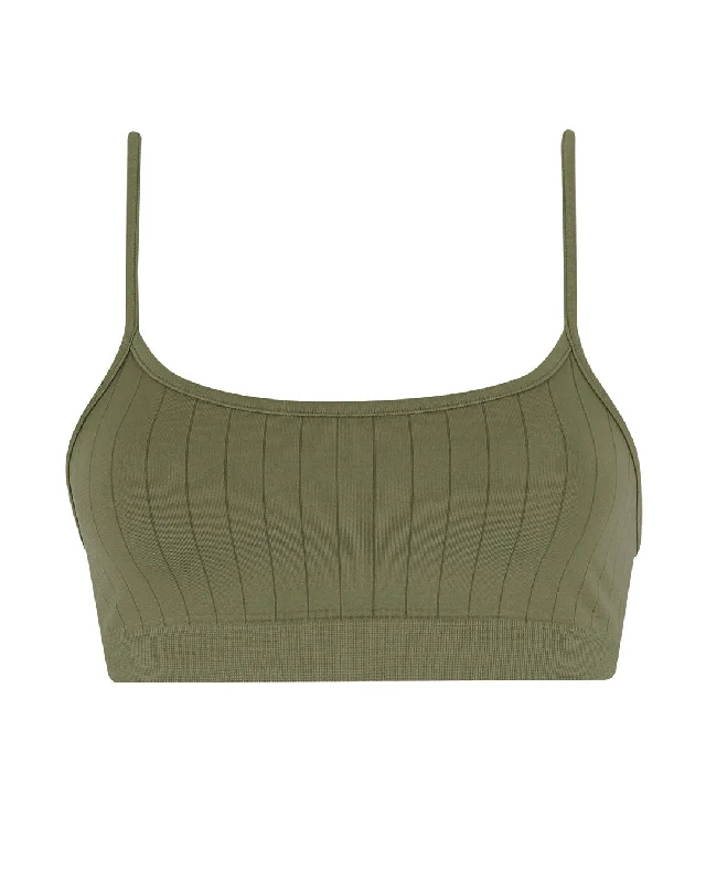 ladies bikini top lake glow -FLAT RIBBED SINCERE Bra Top | Olive