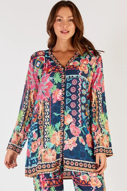 Women’s cover-up quilted linen chic -Lula Lifa Delphi Tunic Dress