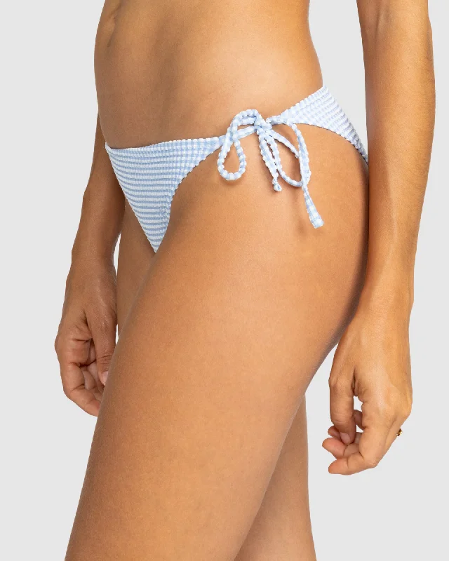 Women’s bikini bottoms coastal textured glow -Womens Gingham Tie Side Cheeky Bikini Bottom