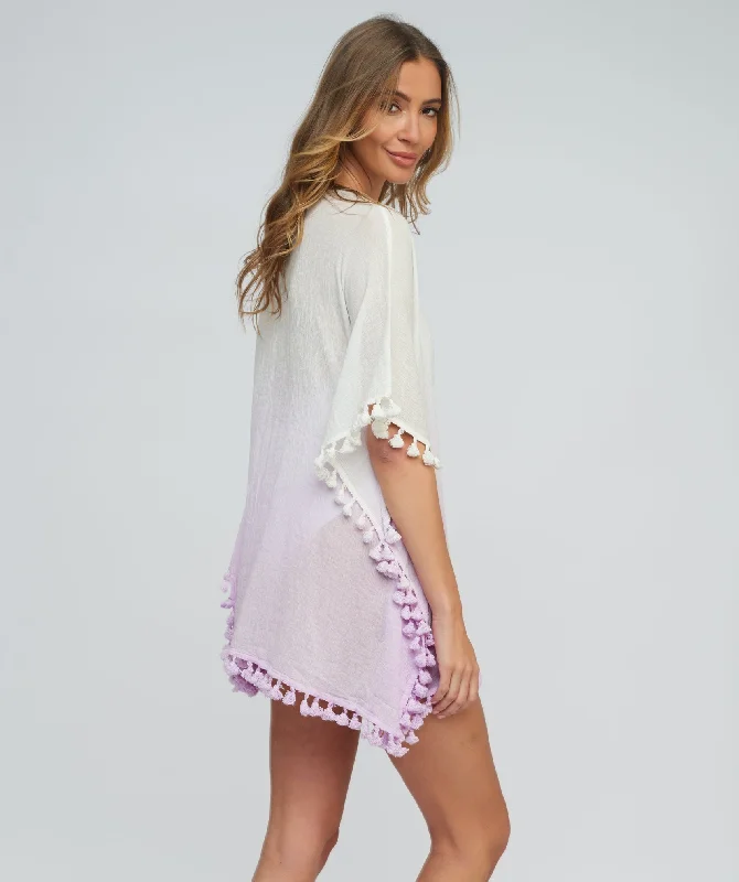 Women’s cover-up bronze mesh flair -Lilac Dip Dye Cotton Beach Cover-up