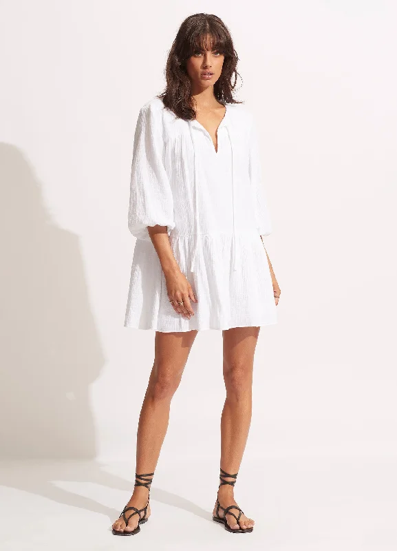 Women’s cover-up pool slide textured glow -Fallow Textured Cotton Cover Up - White