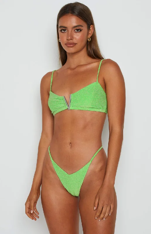 ladies bikini top gemmed trim -Theo Green Bikini Top