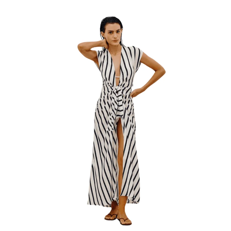 Women’s cover-up modern studded glow -VIX Sasha Long Stripe Viscose Cover up