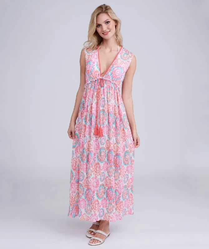 Women’s cover-up ivory linen glow -Light Pink Cotton Maxi Dress