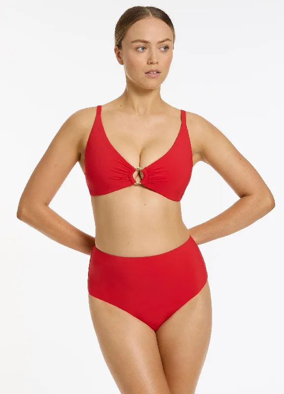 ladies bikini top bold grip -Jetset Trim C-D Triangle Bikini Top - Rosso