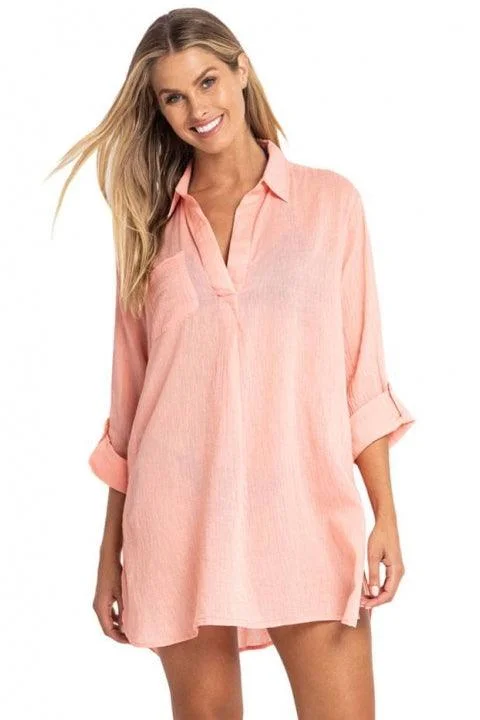 Women’s cover-up seafoam satin glow -Sunseeker SS91719 Resort Painter Shirt Blush