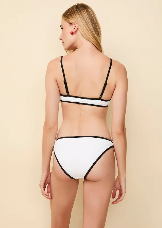 Women’s bikini bottoms curvy embossed chic -Rachel Ribbed Bikini Bottom Optic White / Noir