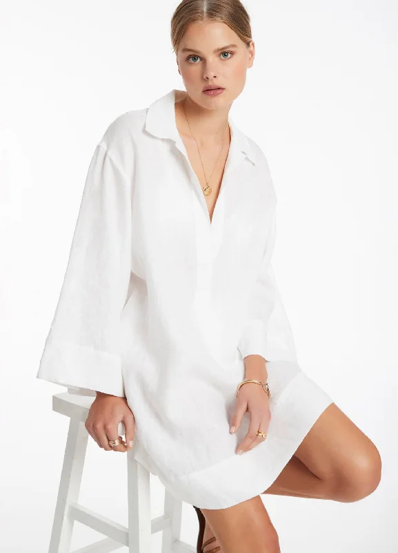 Women’s cover-up resort studded chic -Jetset Pullover Kaftan - White