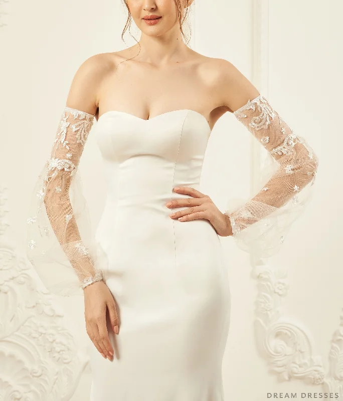 Women’s cover-up vintage textured flair -Detachable Sleeves for Wedding Dress (#ANAIS)