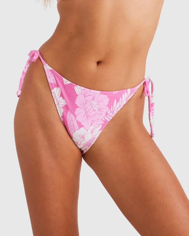 Women’s bikini bottoms solid embossed flair -Womens Hollow Trees Tie-Side Bikini Bottom