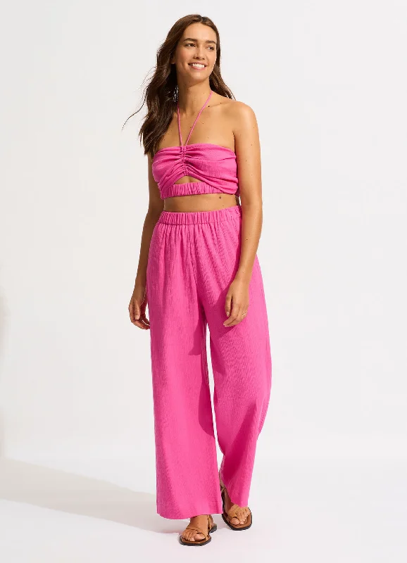 Women’s cover-up vibrant textured chic -Crinkle Beach Pant Hot Pink