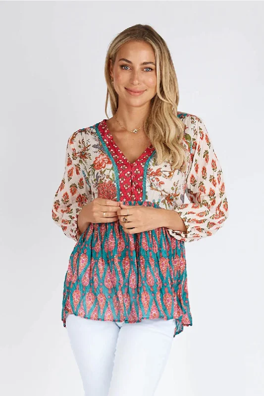 Women’s cover-up embroidered mesh chic -Lula Life Curtis Multi Top On Sale