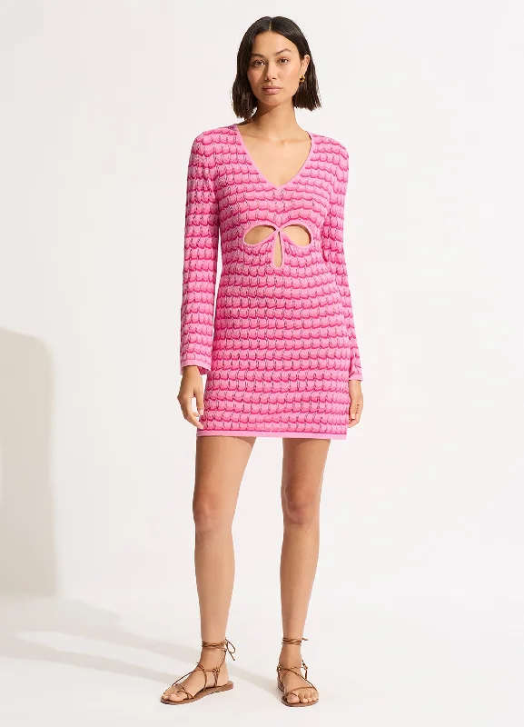 Women’s cover-up UV shield textured chic -Carnaby Knit Cover Up - Fuchsia Rose